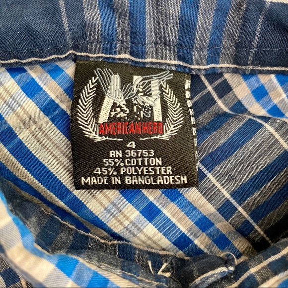 Boy Plaid Button Up Shirt Adjustable Sleeve (4) - Picture 6 of 6